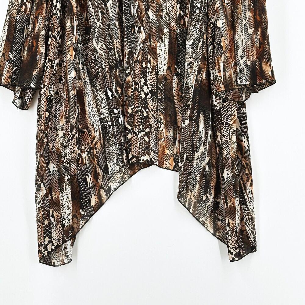 Catherines Womens Patchwork Animal Print Top 5X Asymmetrical Beaded Tunic Artsy - Picture 3 of 8